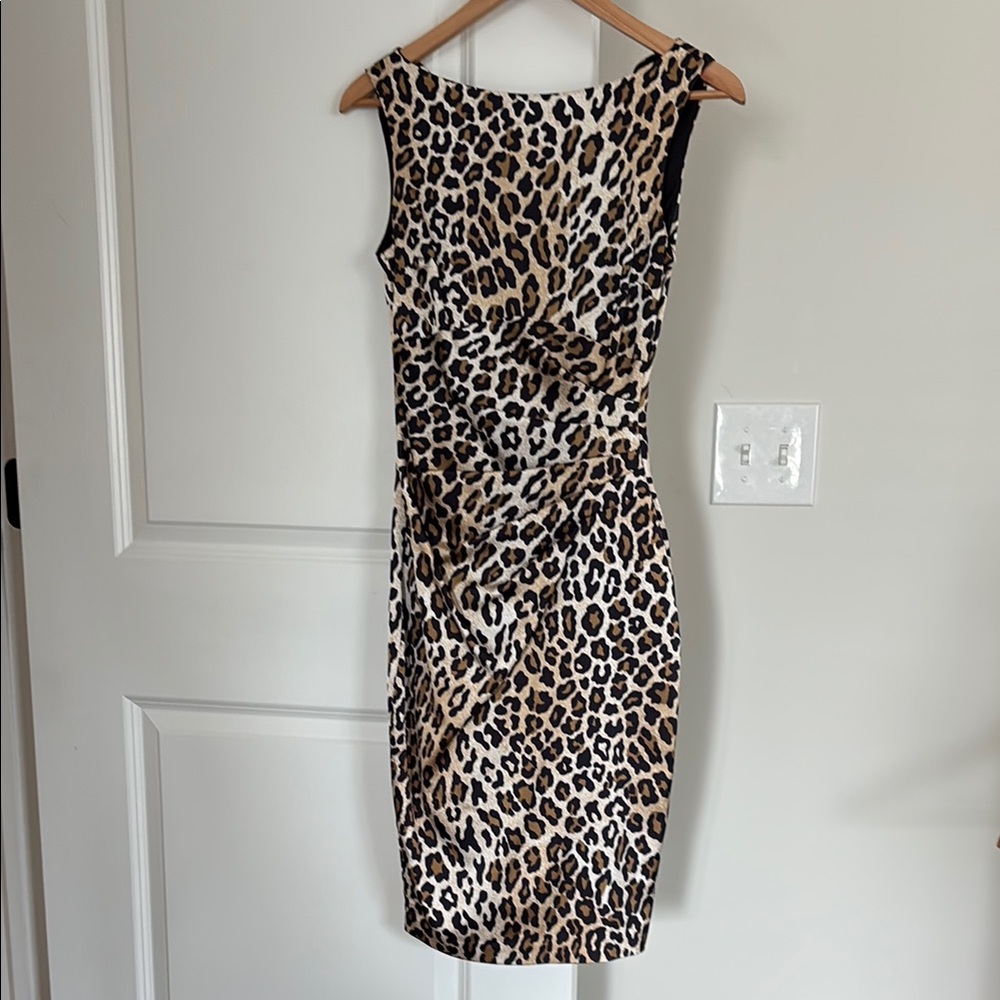 Cache Leopard Print Sleeveless Midi Dress